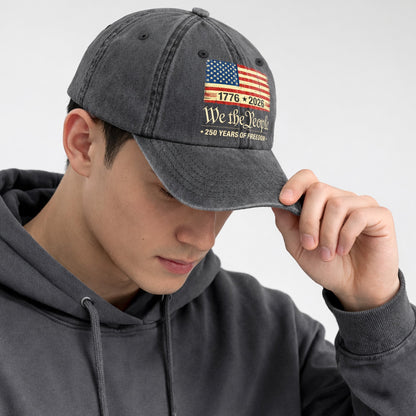 Patriotic USA Baseball Cap - We The People 250th Anniversary American Flag Hat
