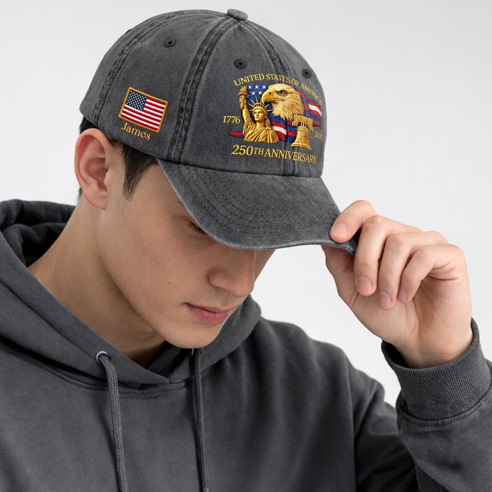 Personalized 250th Anniversary Baseball Cap - American Eagle Statue of Liberty Hat