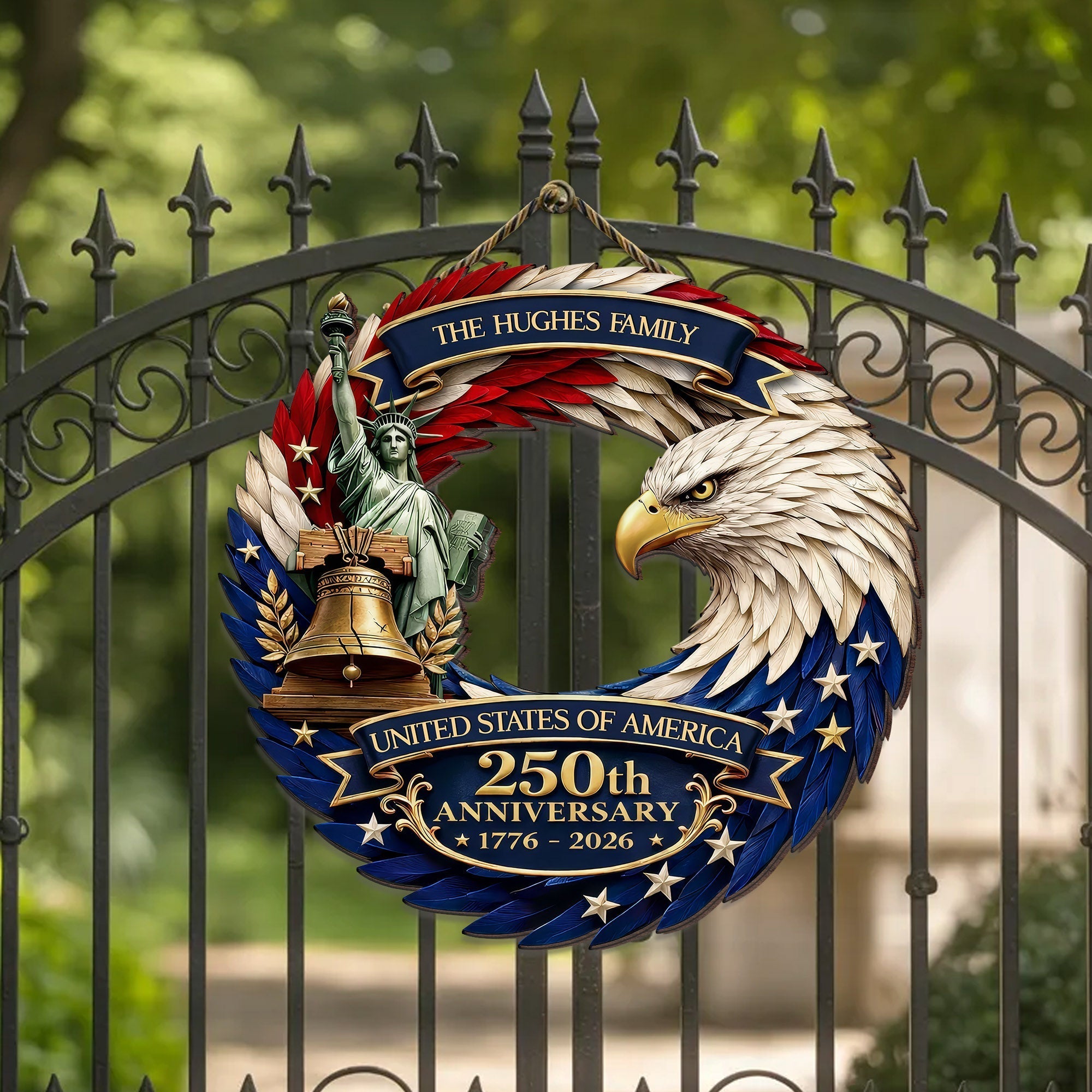 Custom Family Name Wood Sign – America 250th Gifts for Family – Forever United 🇺🇸