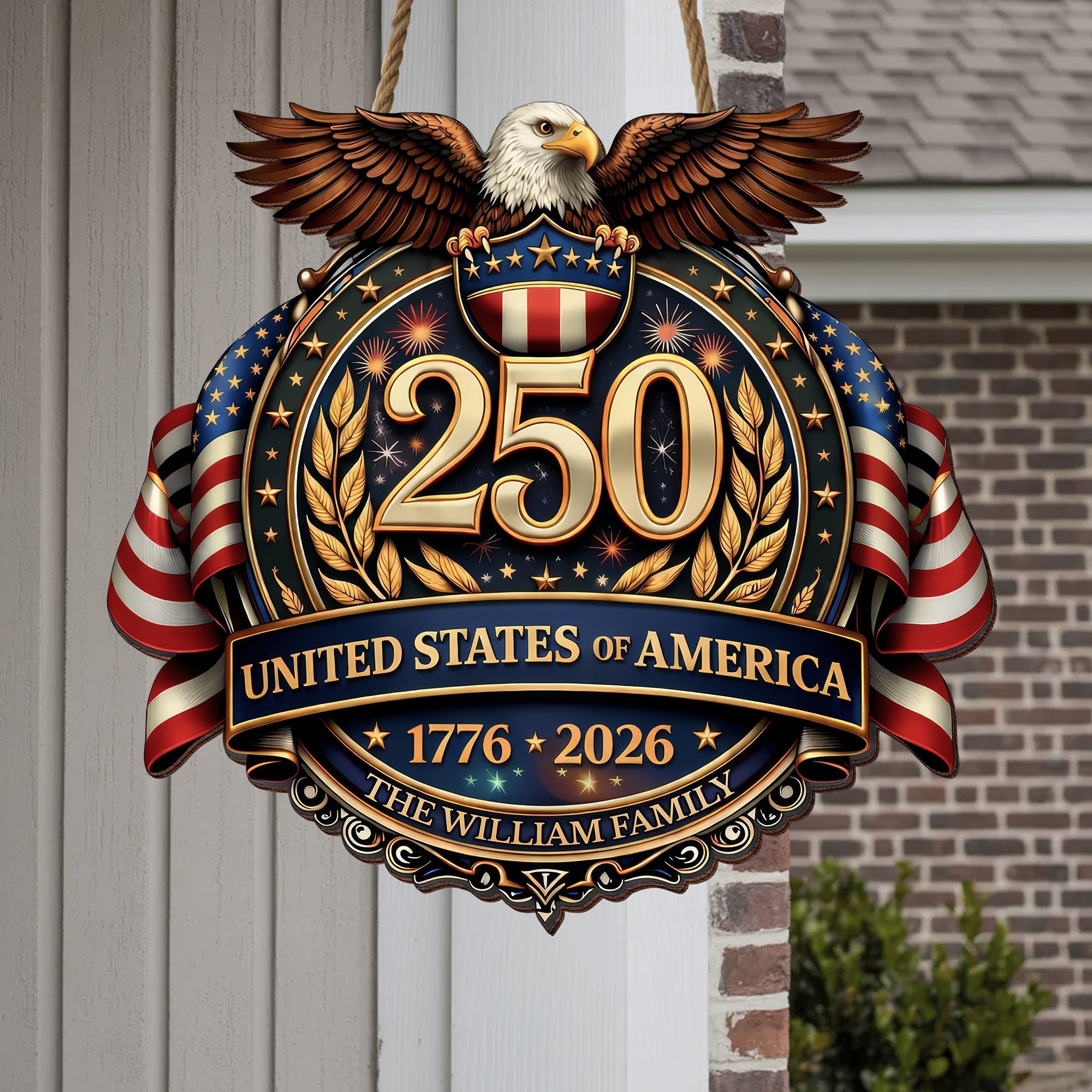 Custom Wood Sign - Personalized America 250th Anniversary Gifts For Mom, Dad, Brother, Sister, Kids