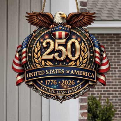 Custom Wood Sign - Personalized America 250th Anniversary Gifts For Mom, Dad, Brother, Sister, Kids