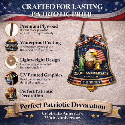 Custom Wood Sign - Personalized America 250th Anniversary Gifts For Mom, Dad, Brother, Sister, Kids
