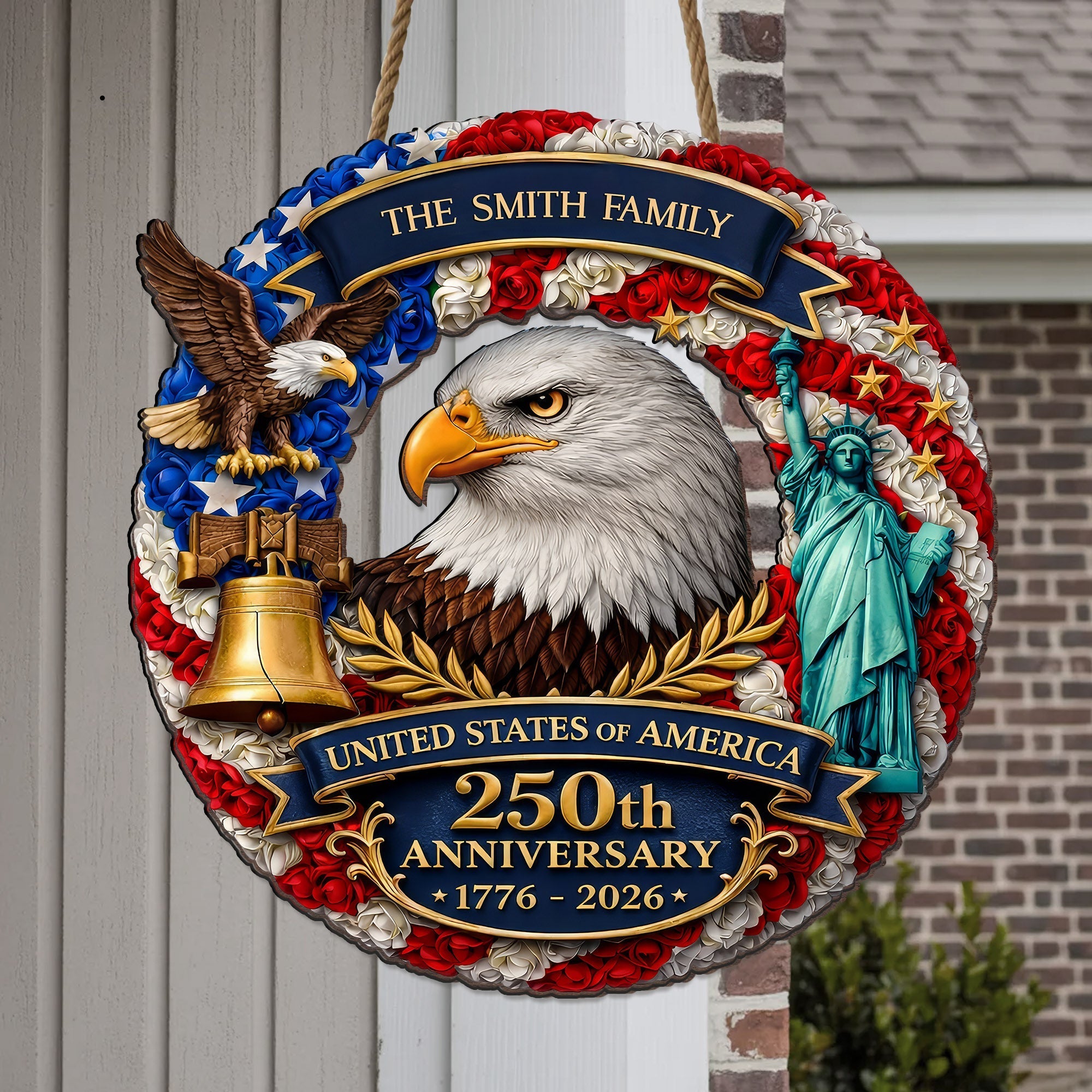 Custom Wood Sign - Personalized America 250th Anniversary Gifts For Mom, Dad, Brother, Sister, Kids