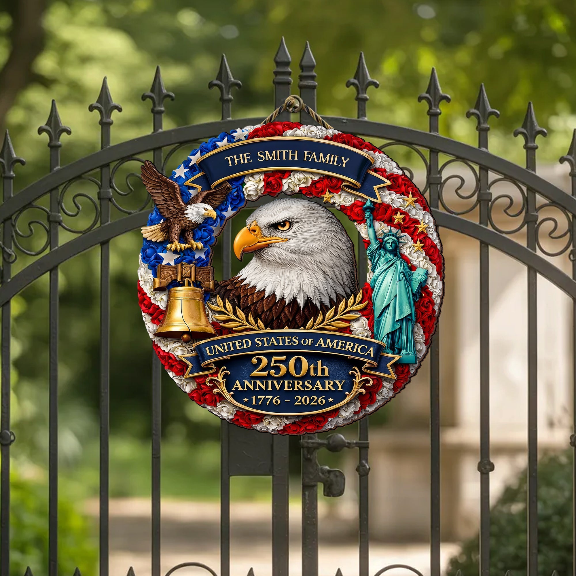 Custom Wood Sign - Personalized America 250th Anniversary Gifts For Mom, Dad, Brother, Sister, Kids
