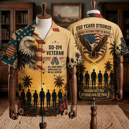 America 250th Anniversary Toile De Jouy Style Patriotic Hawaiian Shirt