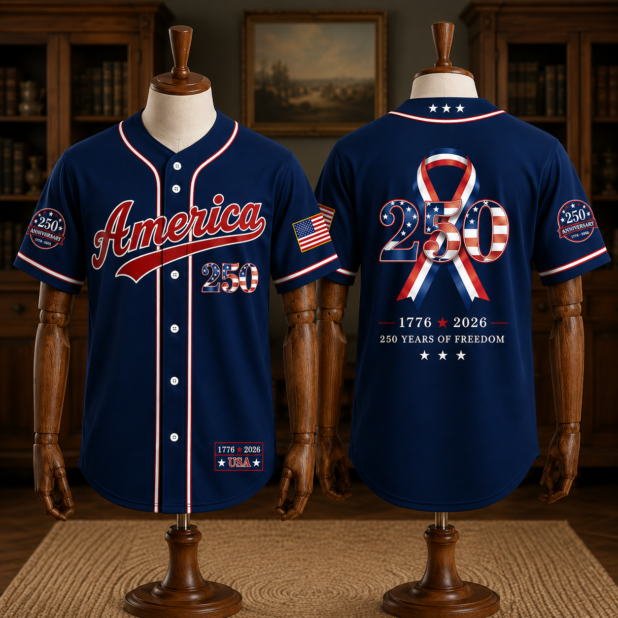 USA 250th Anniversary Horse Patriotic Baseball Jersey | Vintage 1776–2026 American Freedom Shirt