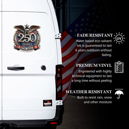 🔥 LIMITED TIME OFFER – USA Eagle Flag Patriotic 250th UV DTF 3D Decal (1776–2026)