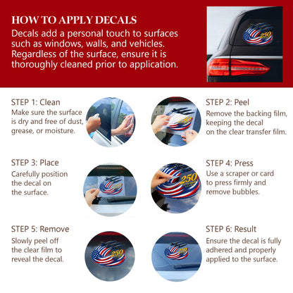 🔥 LIMITED TIME OFFER – United States Of America 250th Anniversary Patriotic UV DTF 3D Car Decal