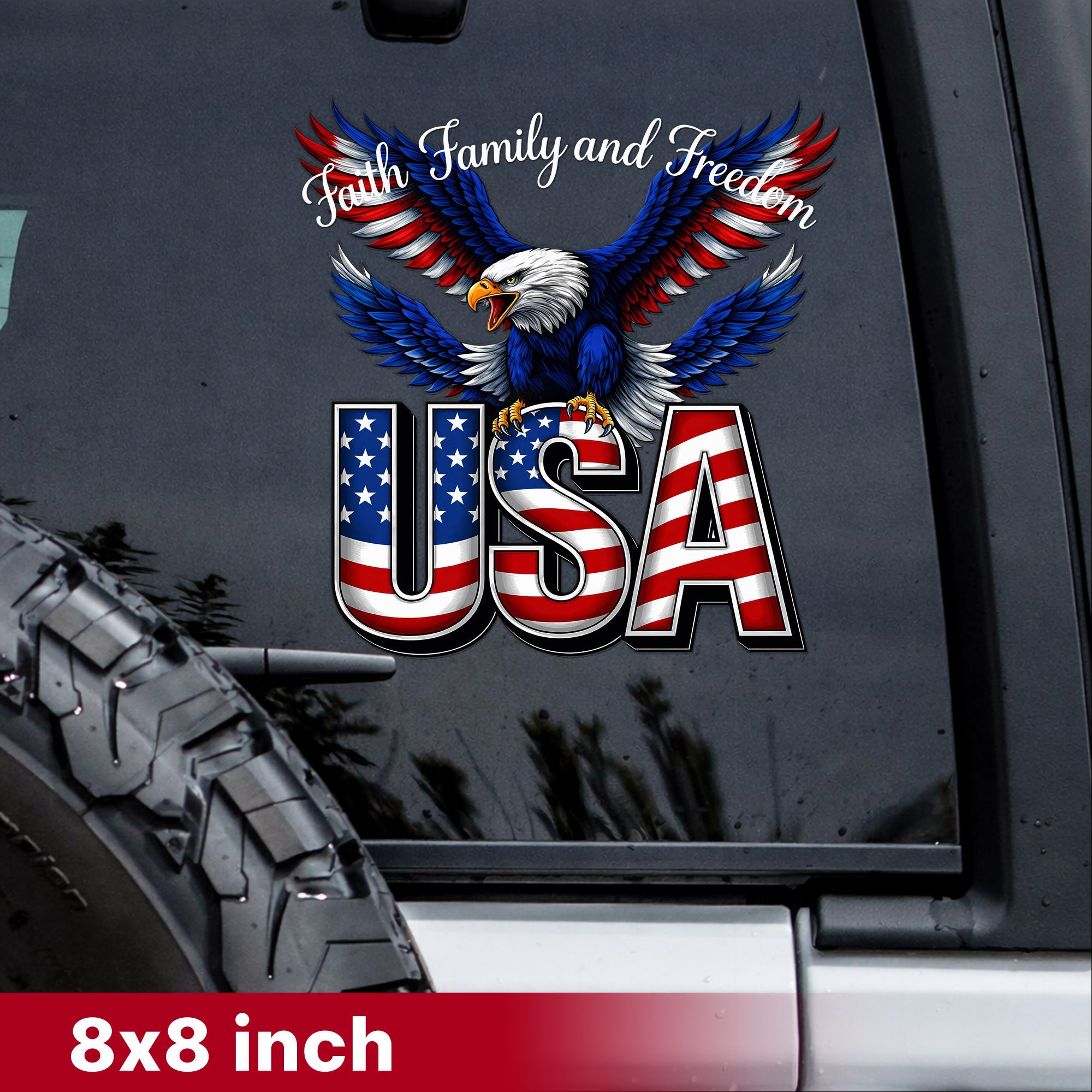 🔥 LIMITED TIME OFFER - Faith Family USA Eagle Cross Decal – 250th Anniversary 1776-2026