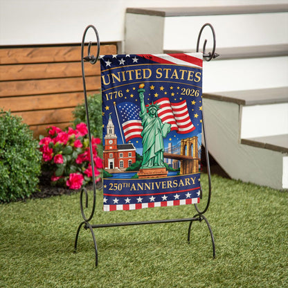 United States 250th Anniversary Flag – Statue of Liberty & American Landmarks, 1776-2026, Patriotic Decor