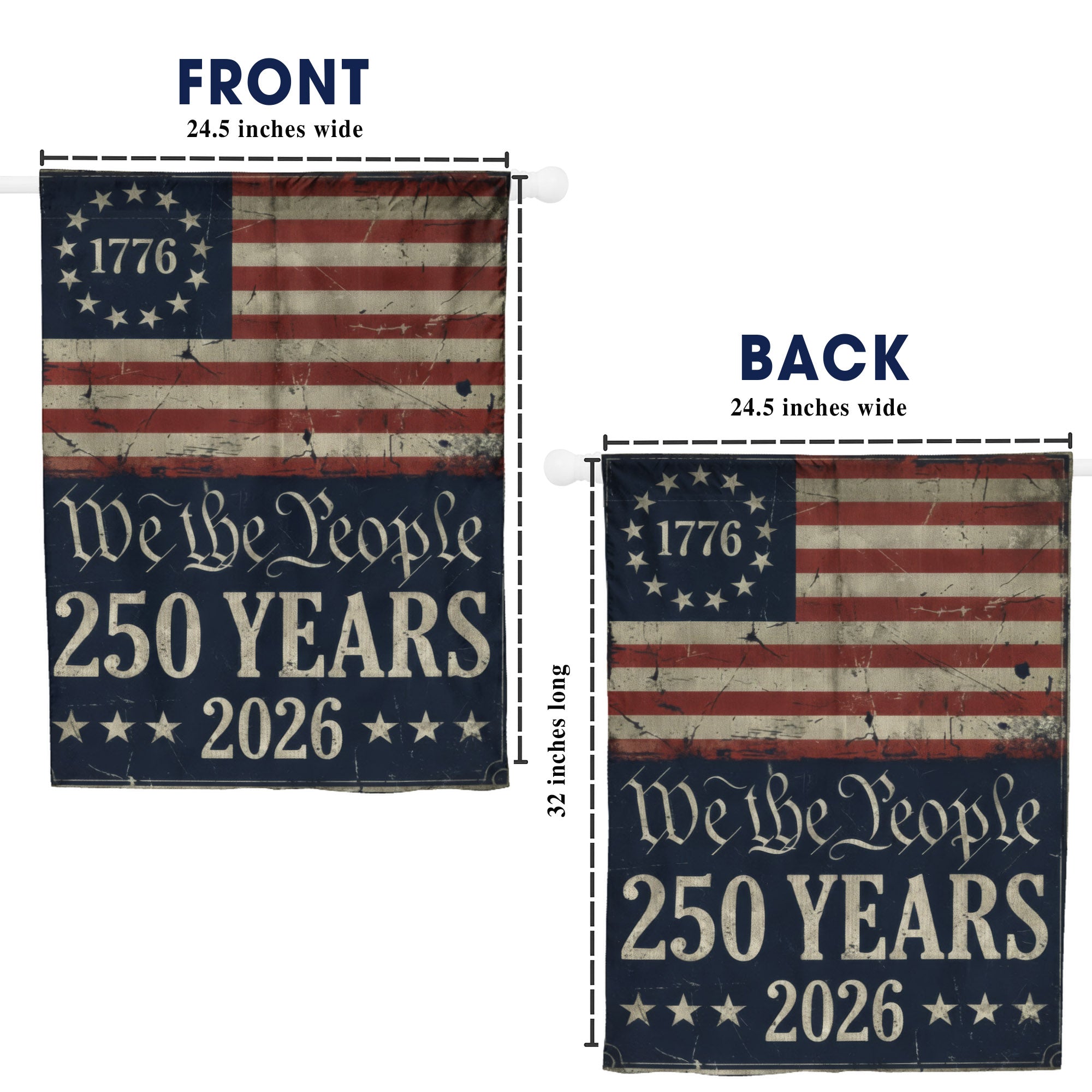American Flag 250th Anniversary - We The People 1776-2026 Patriotic Decor