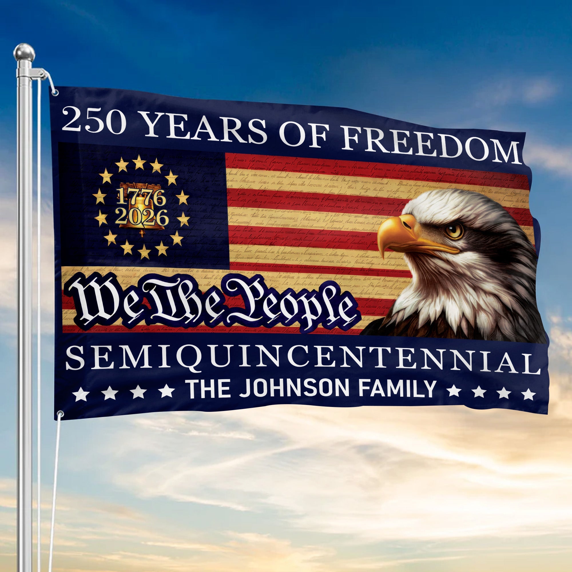 Personalized 1776-2026 USA 250th Anniversary Flag - Custom Patriotic Eagle We The People Garden Flag House Banner