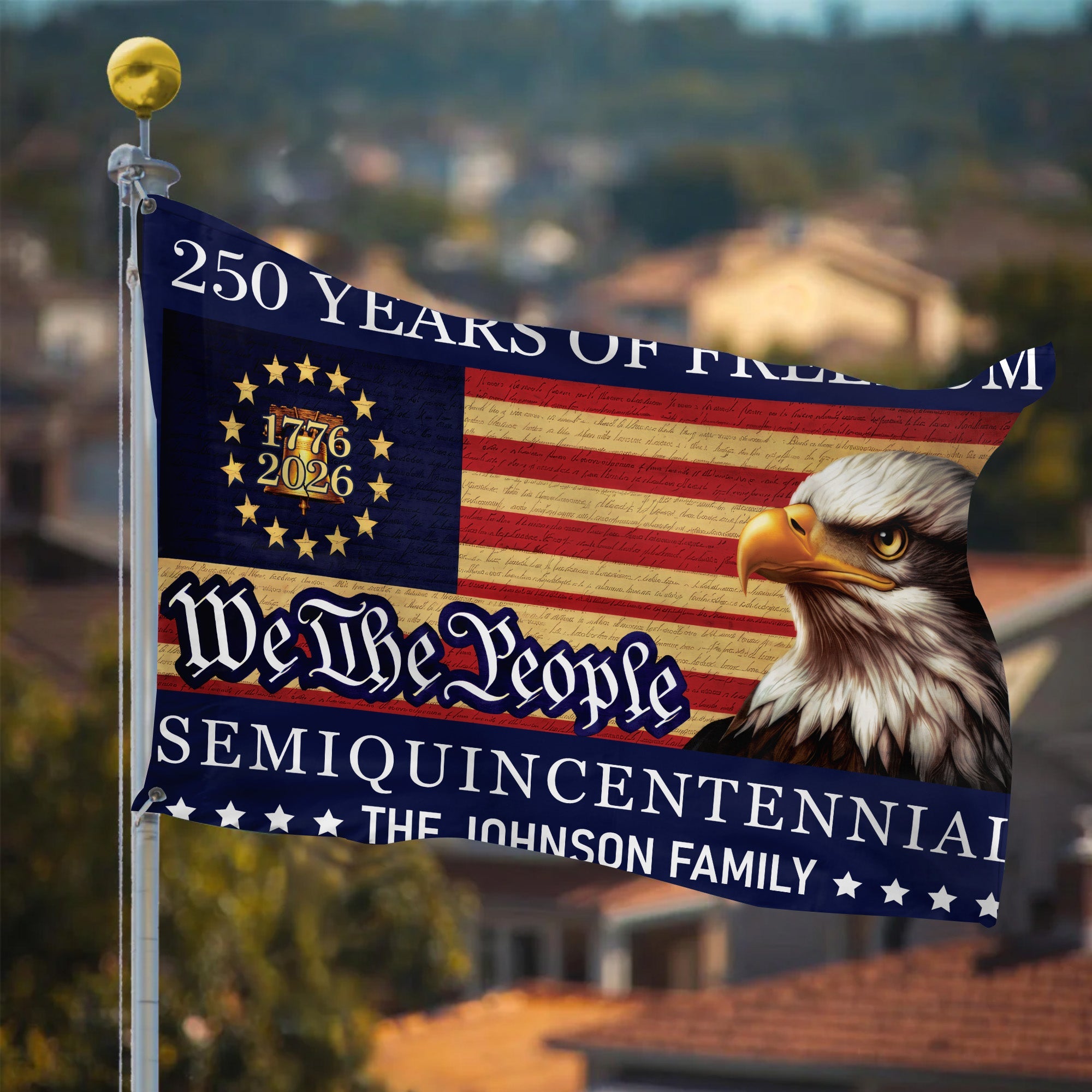 Personalized 1776-2026 USA 250th Anniversary Flag - Custom Patriotic Eagle We The People Garden Flag House Banner