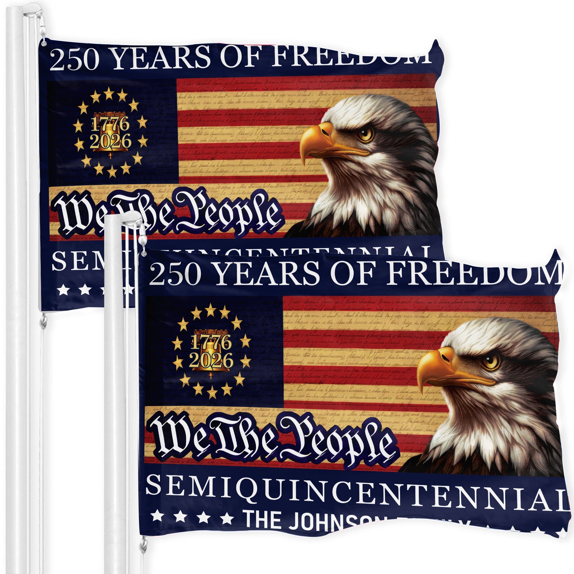 Personalized 1776-2026 USA 250th Anniversary Flag - Custom Patriotic Eagle We The People Garden Flag House Banner