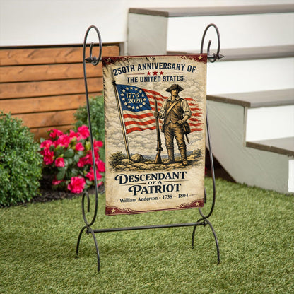 Descendant Of A Patriot 250th Anniversary Flag, Patriotic American Flag Decor