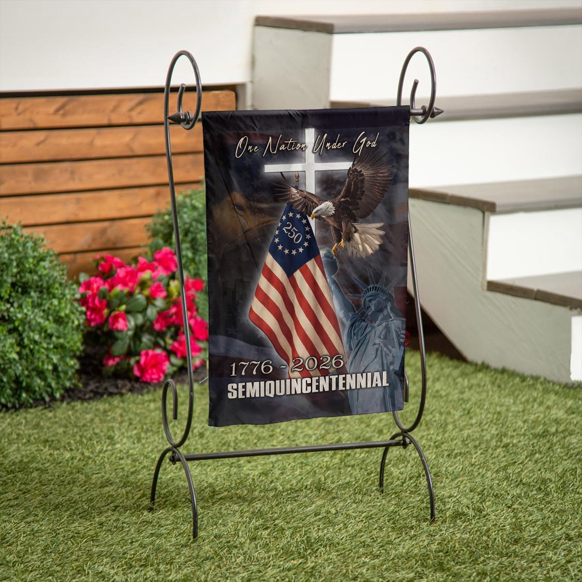 250th Anniversary American Flag, One Nation Under God Patriotic Eagle