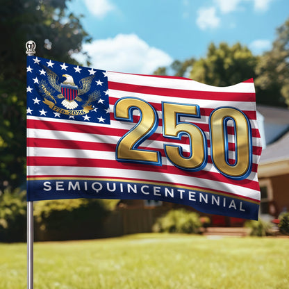 Happy Birthday America 250th Semiquincentennial Garden Flag, Patriotic Yard Flag Decor 250 Years House Banner, USA Porch Decoration