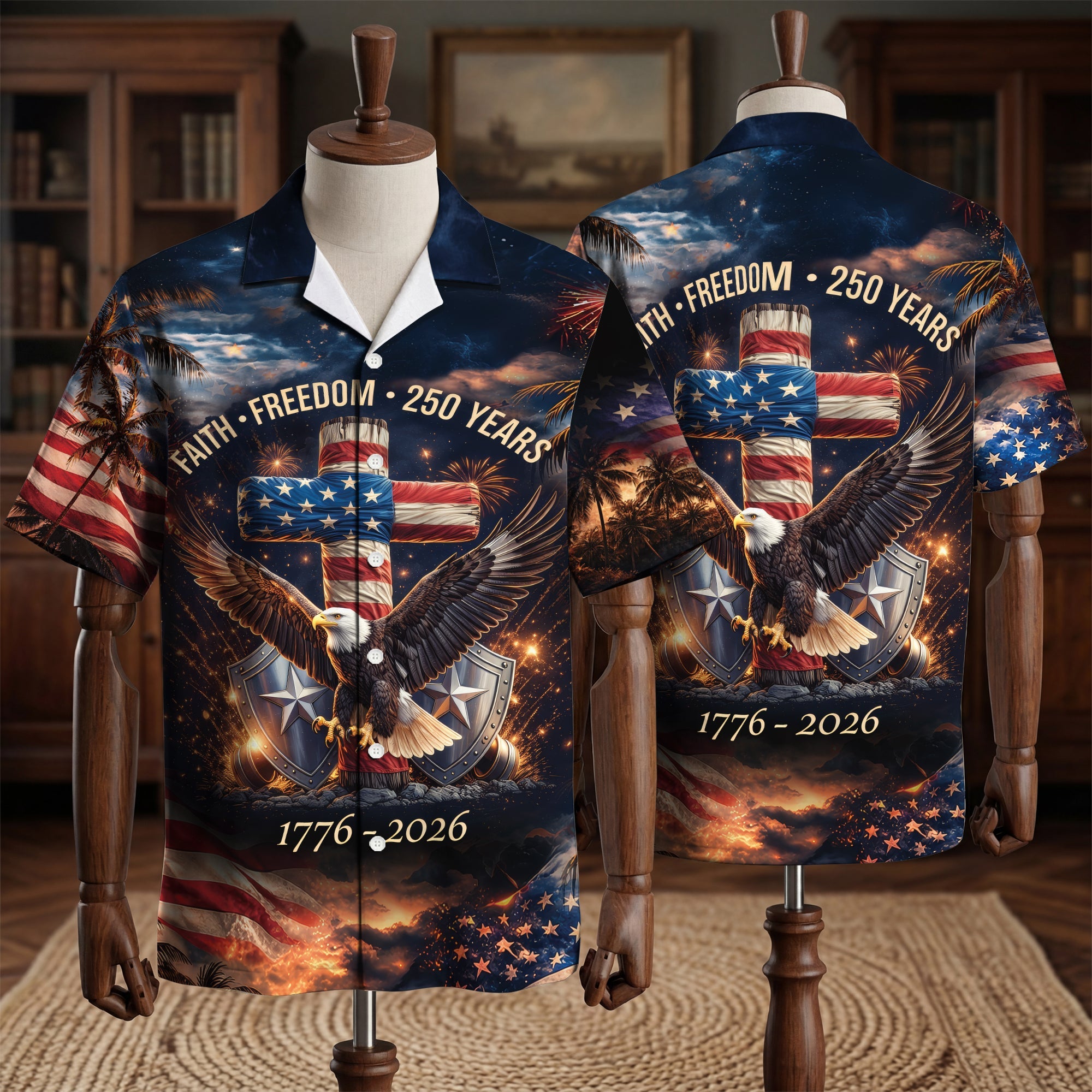 Patriotic Statue of Liberty 1776–2026 - USA 250th Anniversary Hawaiian Shirt