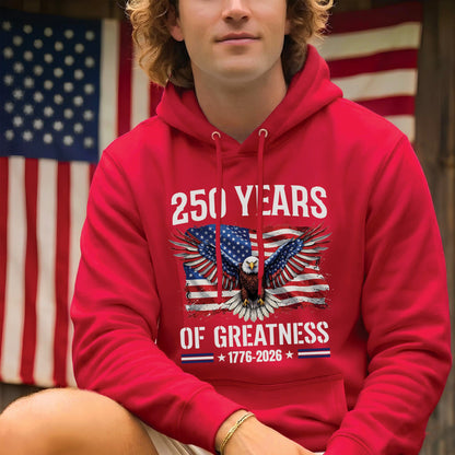 Patriotic 250th Anniversary Shirt 1776-2026 American Flag Eagle 250 Years of Greatness USA Unisex T-Shirt