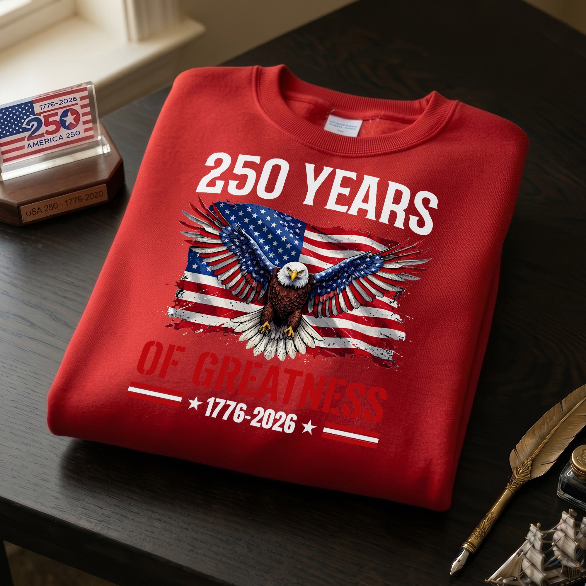 Patriotic 250th Anniversary Shirt 1776-2026 American Flag Eagle 250 Years of Greatness USA Unisex T-Shirt