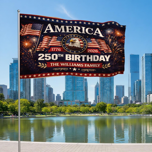 Personalized 1776-2026 USA 250th Anniversary Flag - Custom Public Works Dept Maintenance Excavator Hard Hat Half Round Fan Banner Patriotic Bunting Flag