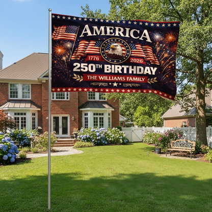 Personalized 1776-2026 USA 250th Anniversary Flag - Custom Public Works Dept Maintenance Excavator Hard Hat Half Round Fan Banner Patriotic Bunting Flag