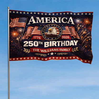 Personalized 1776-2026 USA 250th Anniversary Flag - Custom Public Works Dept Maintenance Excavator Hard Hat Half Round Fan Banner Patriotic Bunting Flag
