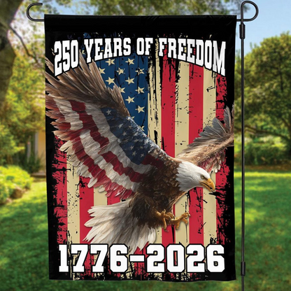 250 Years America Garden Flag, 250th Anniversary USA Patriotic Banner Double-Sided with Eagle Design, 1776-2026 Commemorative