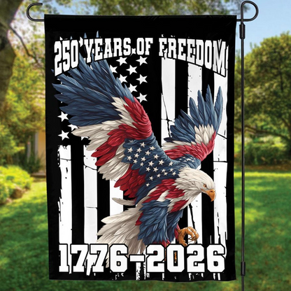 250 Years America Garden Flag, 250th Anniversary USA Patriotic Banner Double-Sided with Eagle Design, 1776-2026 Commemorative