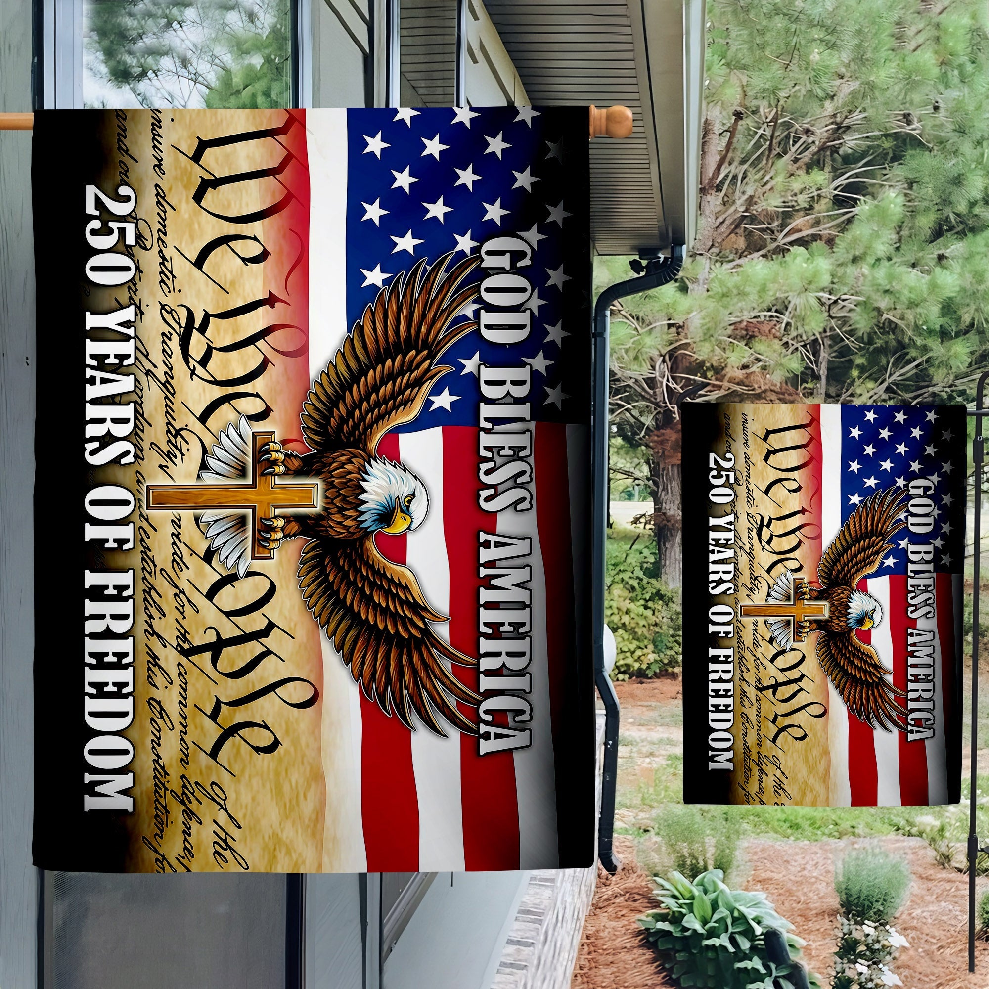 Patriotic 250th Anniversary 1776 2026 United States of America Semiquincentennial Grommet Flag