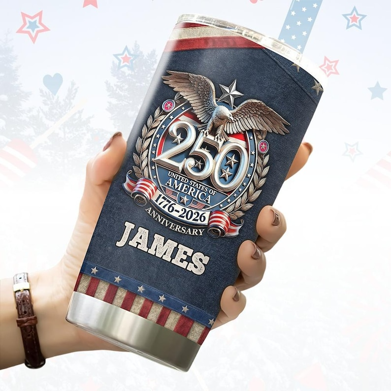 Personalized  250 Years USA Tumbler for Proud Americans We The People  1776 2026