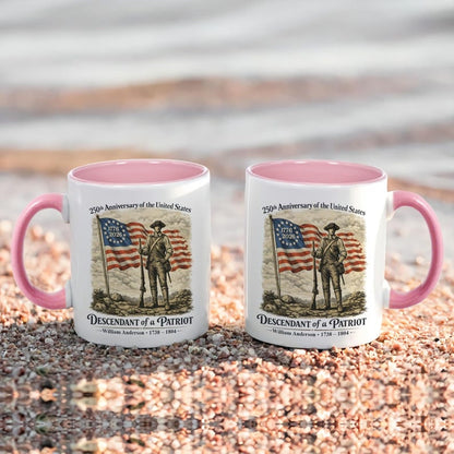 Personalized 250th Anniversary of the United States Mug, Descendant of a Patriot 1776–2026 Coffee Cup, Historic American Heritage Gift