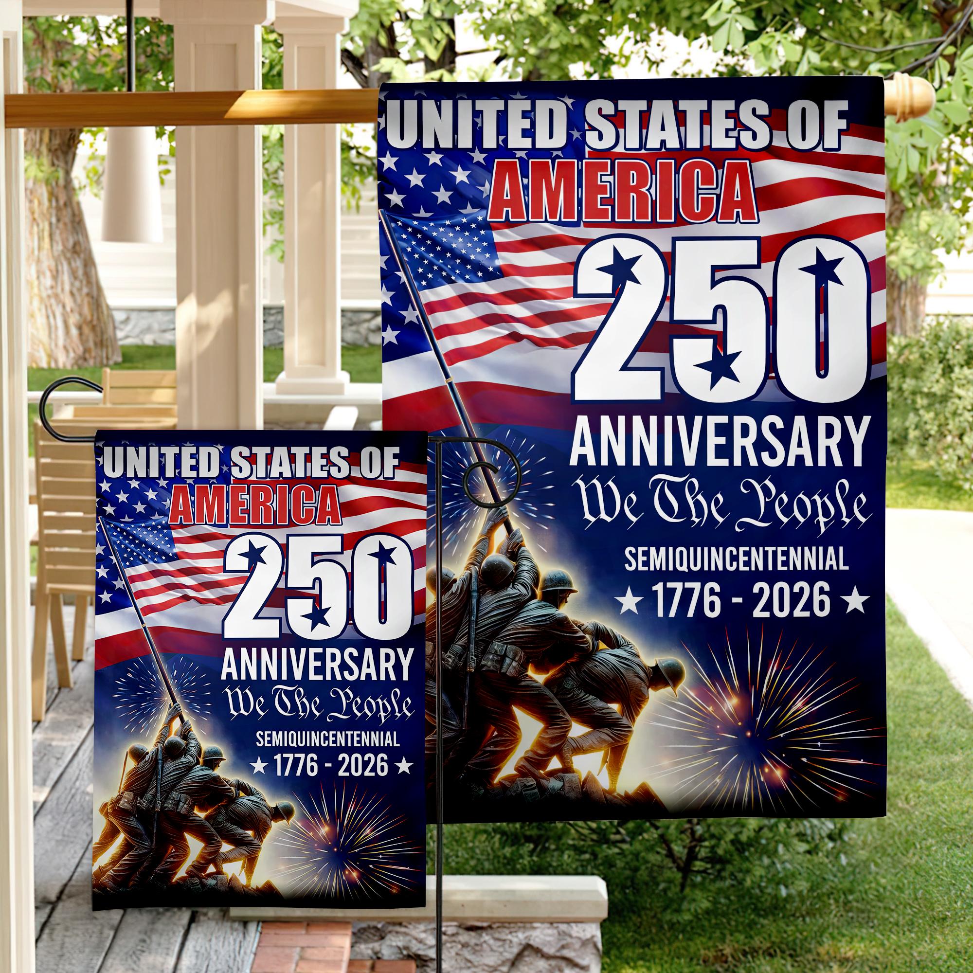 USA 250th Anniversary Garden Flag: Revolutionary War Soldiers, Patriotic 1776-2026 Yard Decor